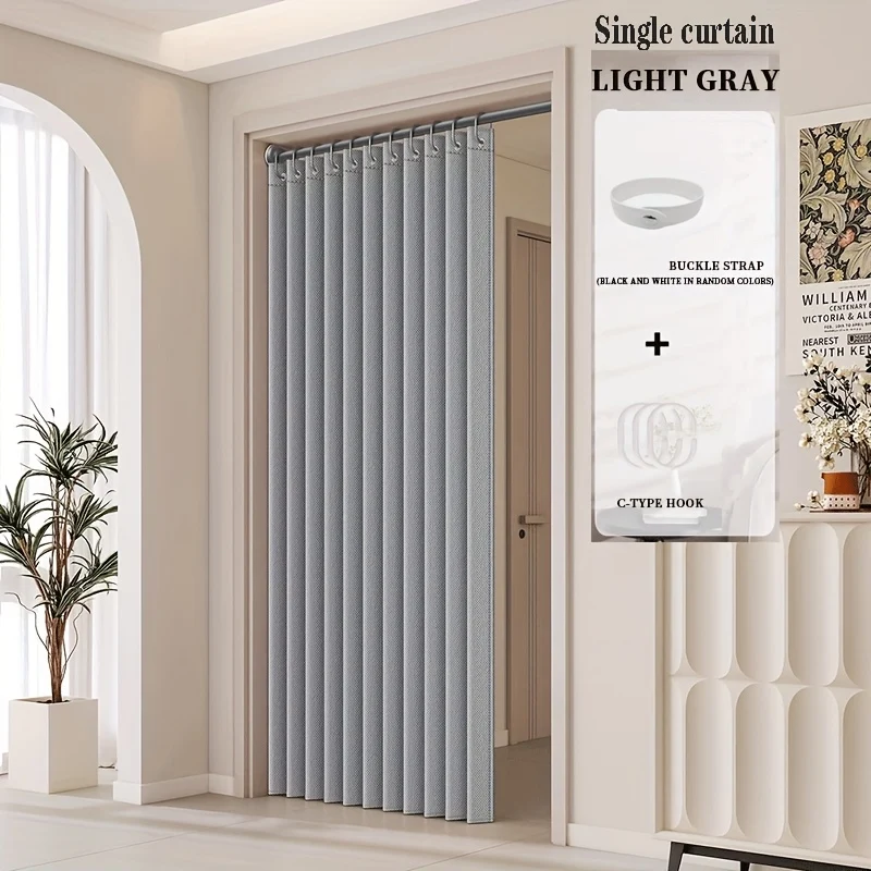 Bohemian striped rodless folding door curtain in polyester