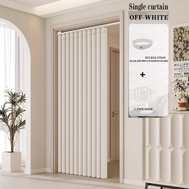 Bohemian striped rodless folding door curtain in polyester