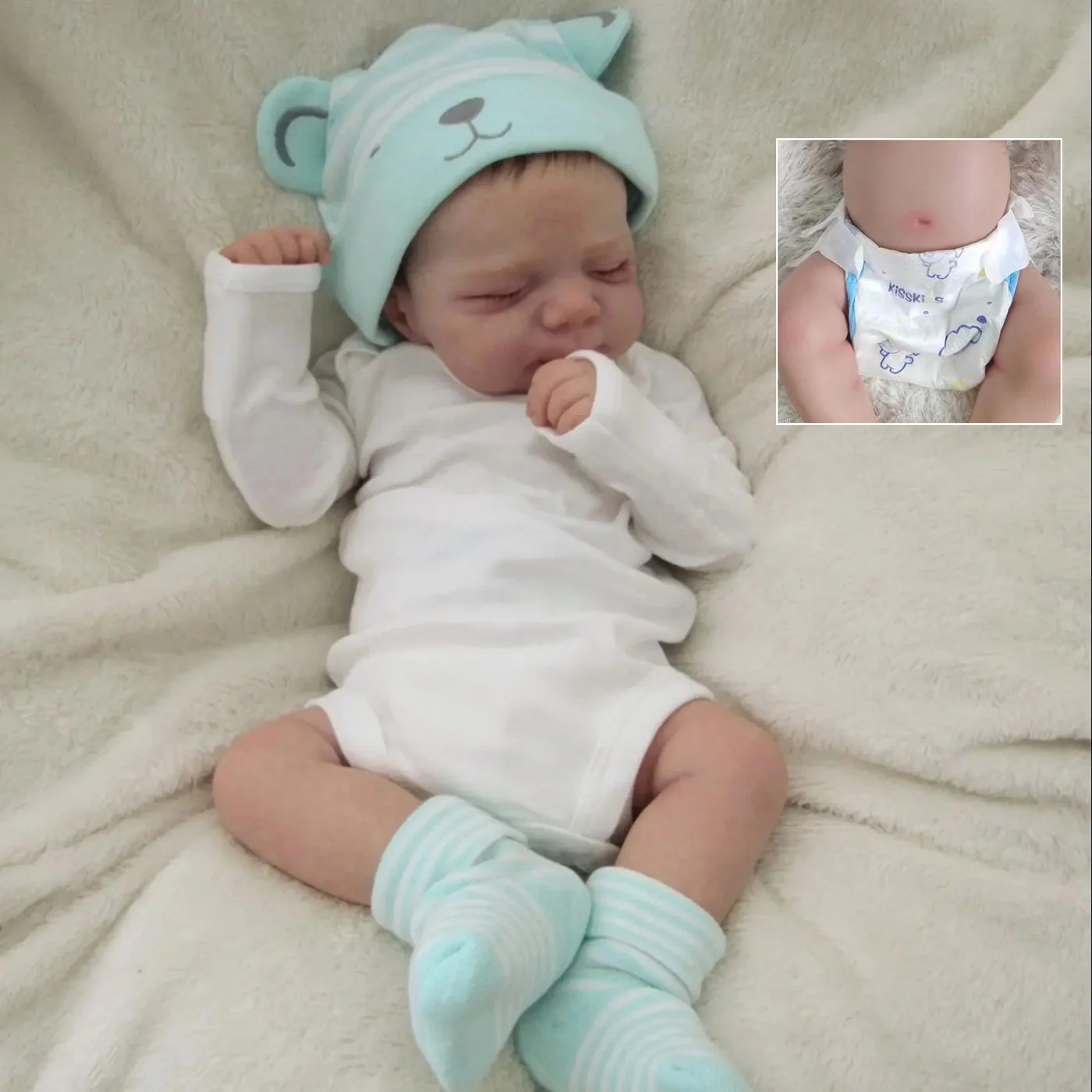 19-Inch Realistic Reborn Baby Girl Doll with 3D-Painted Skin and Visible Veins