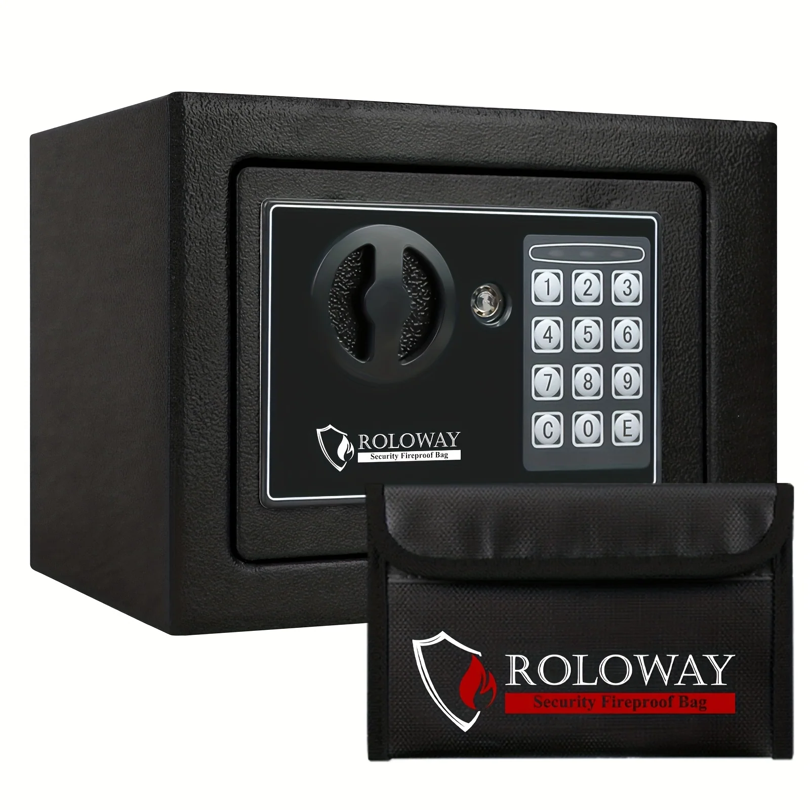 Fireproof steel safe box with keypad and key lock