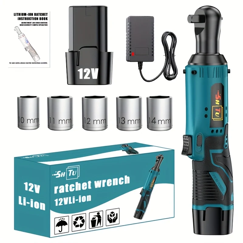 12V cordless electric ratchet wrench set with battery and charger