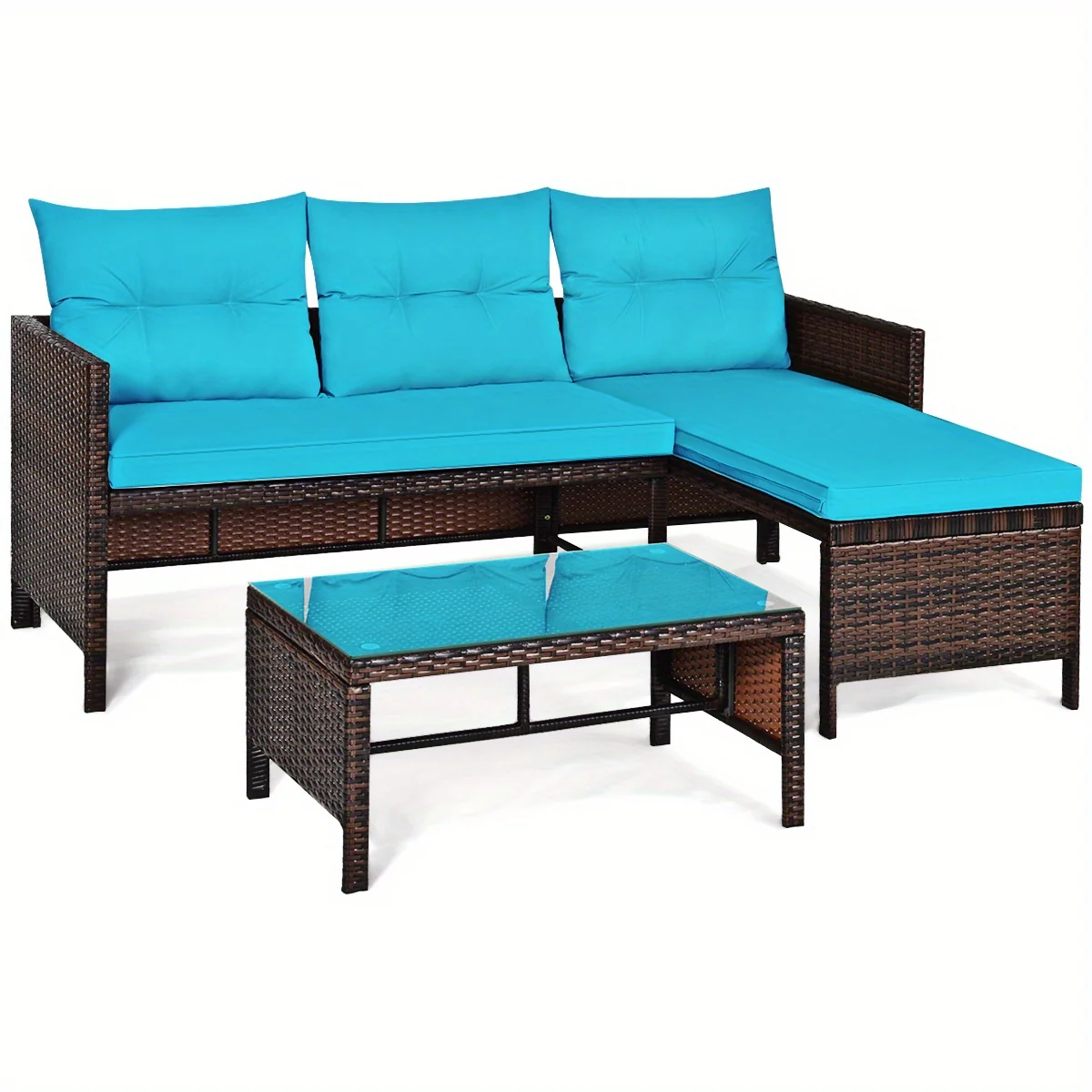 3-piece outdoor wicker sectional patio furniture set with conversation seating