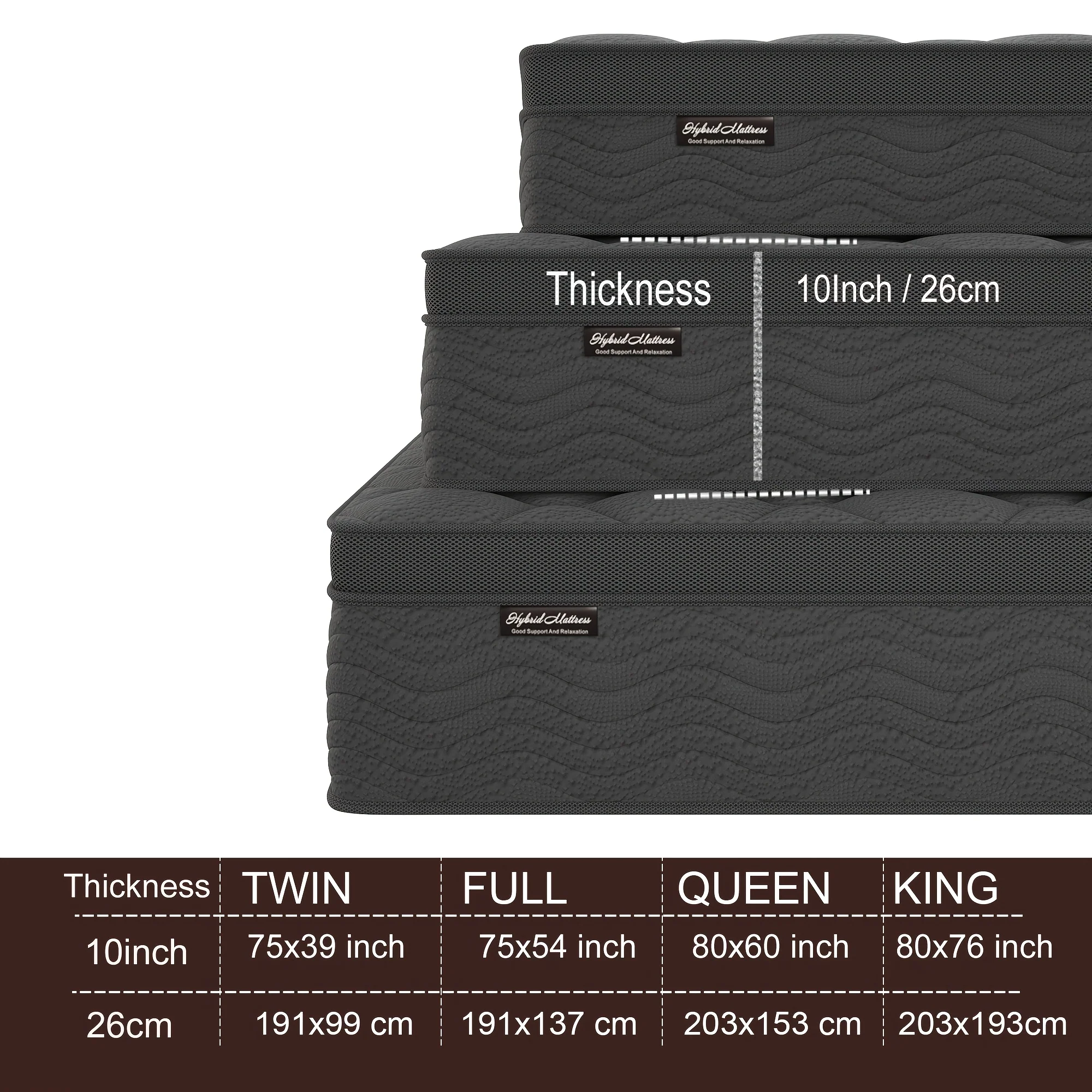 Queen size memory foam mattress with pocket springs and grey cover