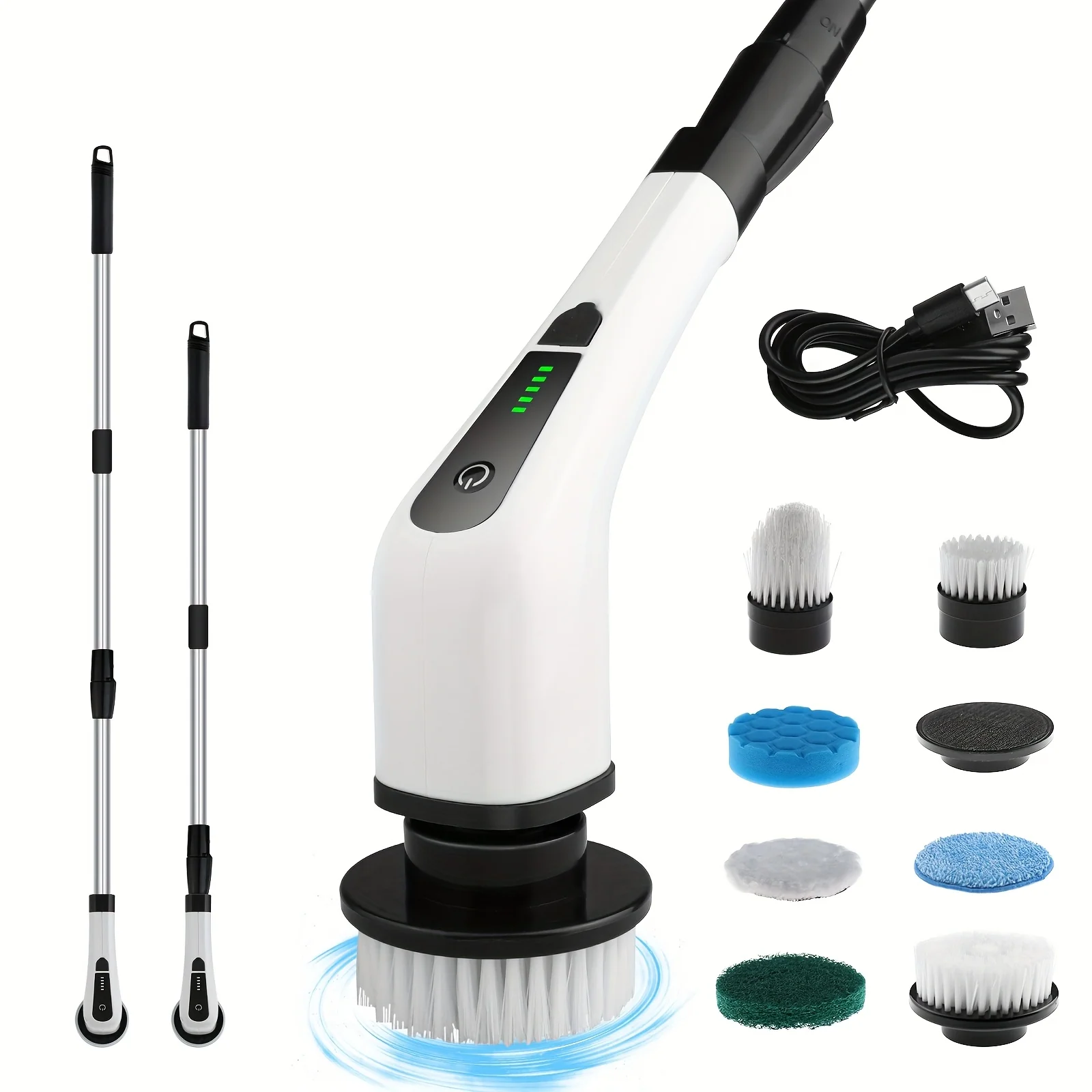 Telescopic 7-in-1 electric cleaning brush with long handle
