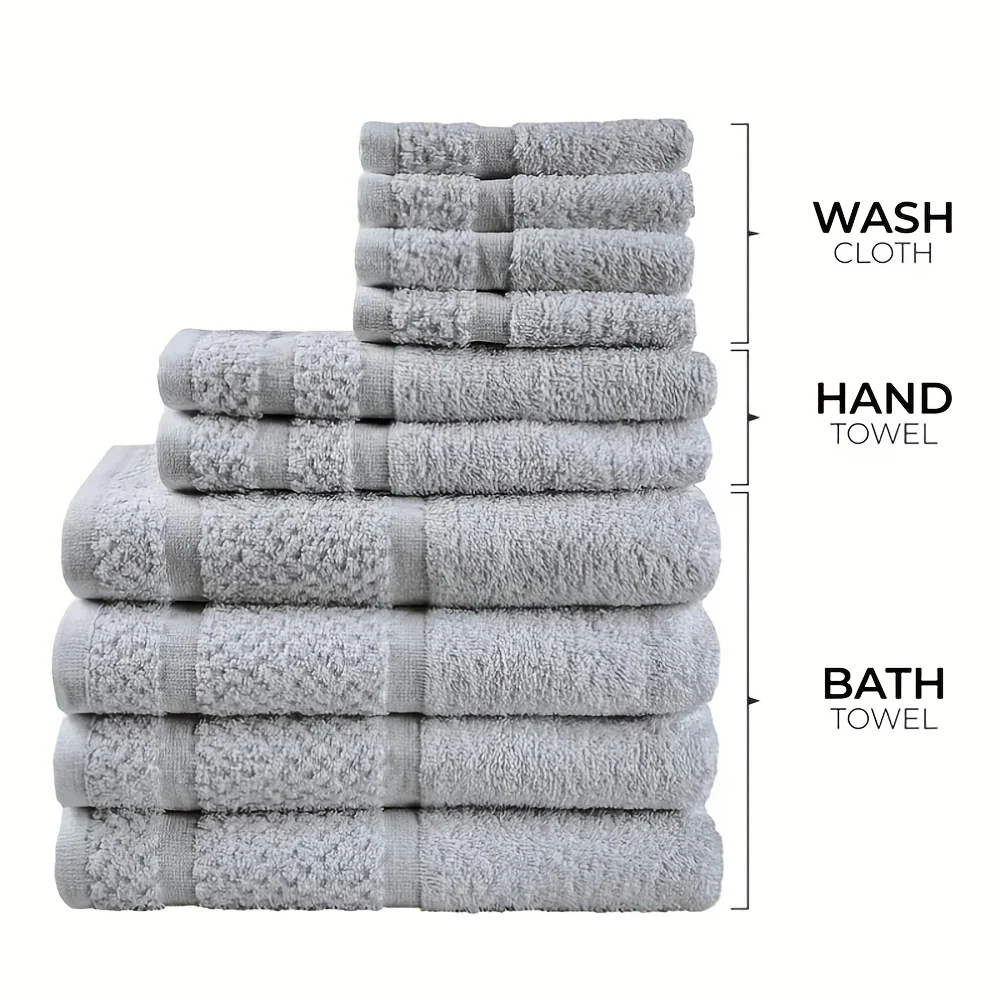 10-piece cotton bath towel set with bath towels hand towels and washcloths