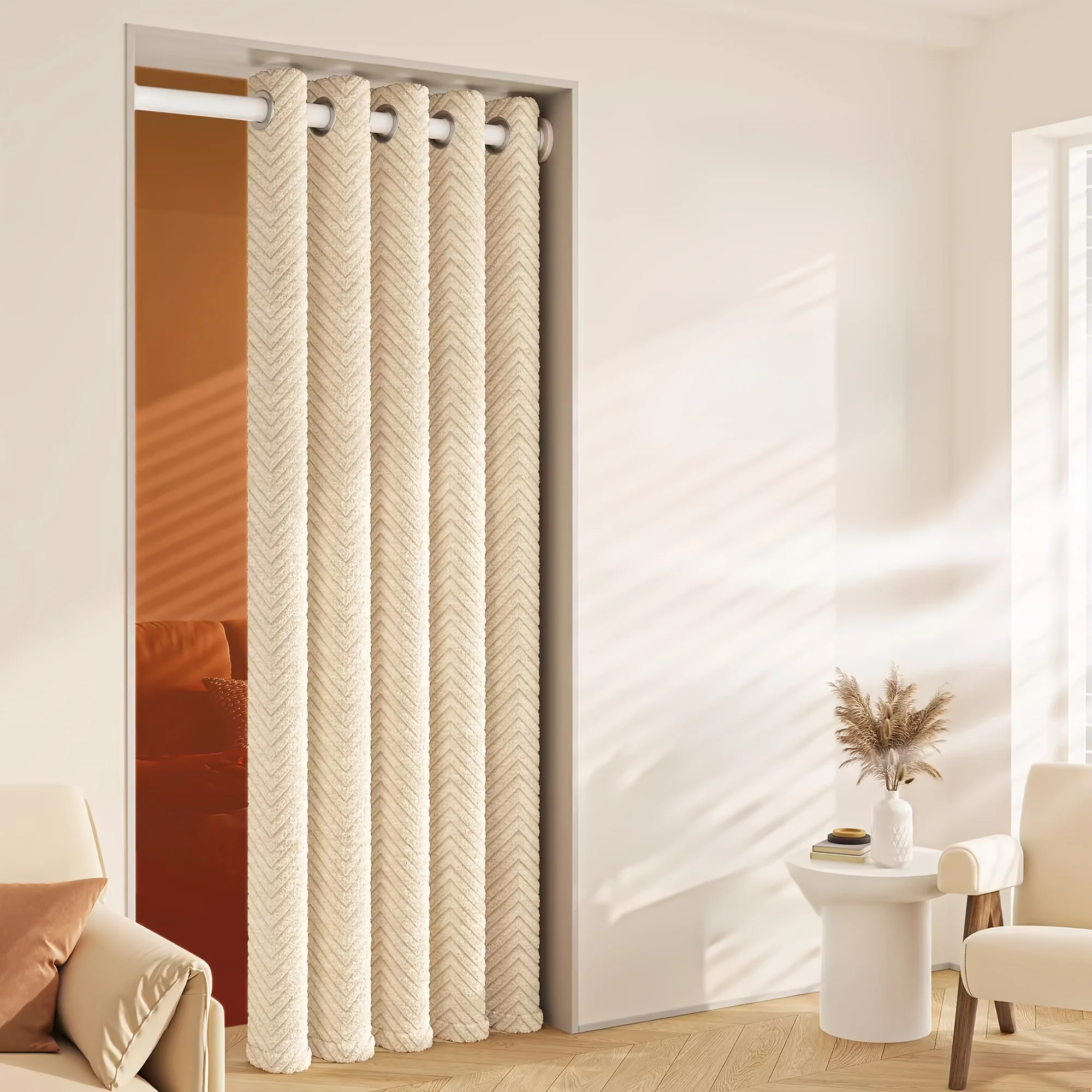 Winter warmth blackout door curtain thermal insulated polyester