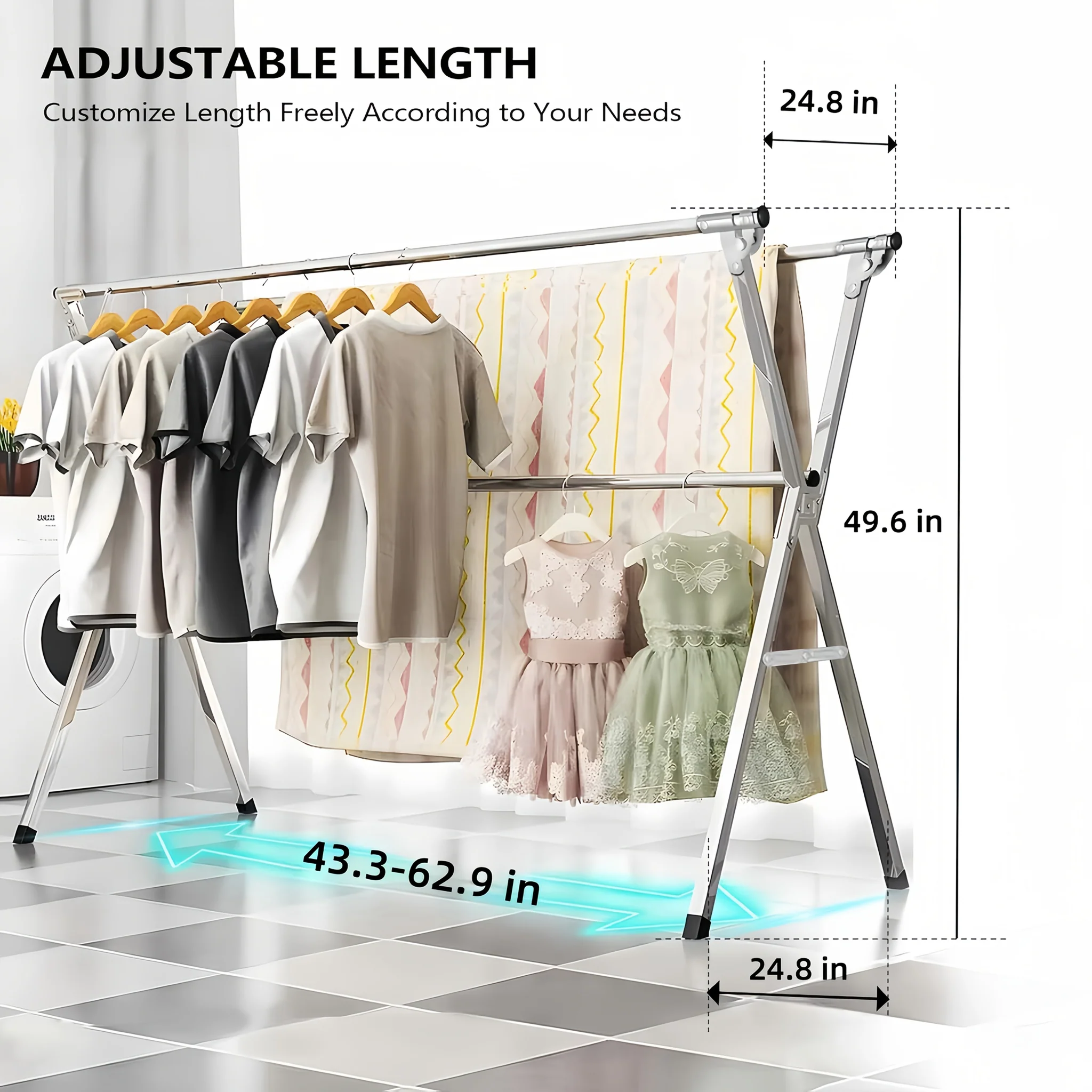 Foldable Metal Clothes Drying Rack for Indoor and Outdoor Use