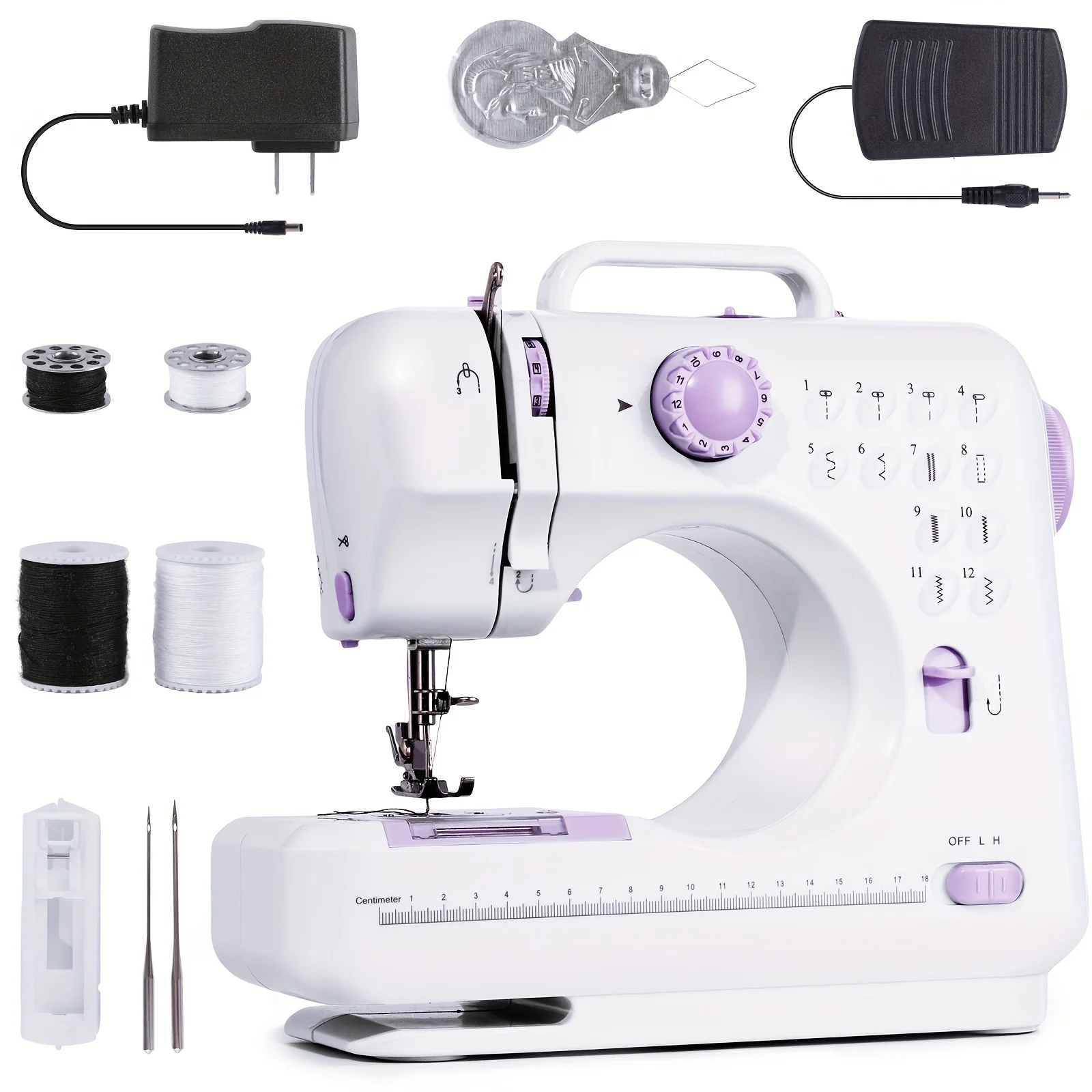 portable electric sewing machine with 12 stitch patterns for beginners