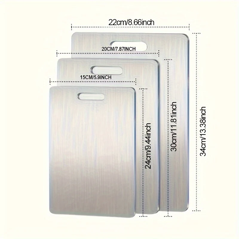 3-piece stainless steel cutting board set for kitchen prep