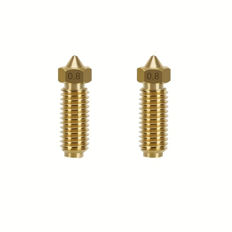 0.4mm, 0.6mm, and 0.8mm Yellow Brass Volcano Nozzles for 3D Printers (2-Pack)