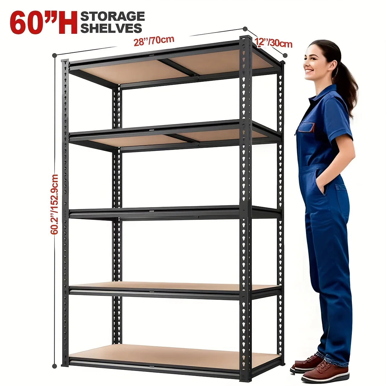 Heavy-Duty 5-Tier Garage Storage Shelves with 2000LB Capacity