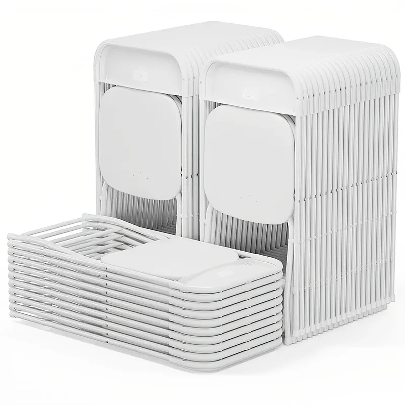 Plastic Folding Chair Pack – White Stackable Chairs for Home, Office, Wedding, Indoor/Outdoor Events (10, 20, 30, 40, 50)