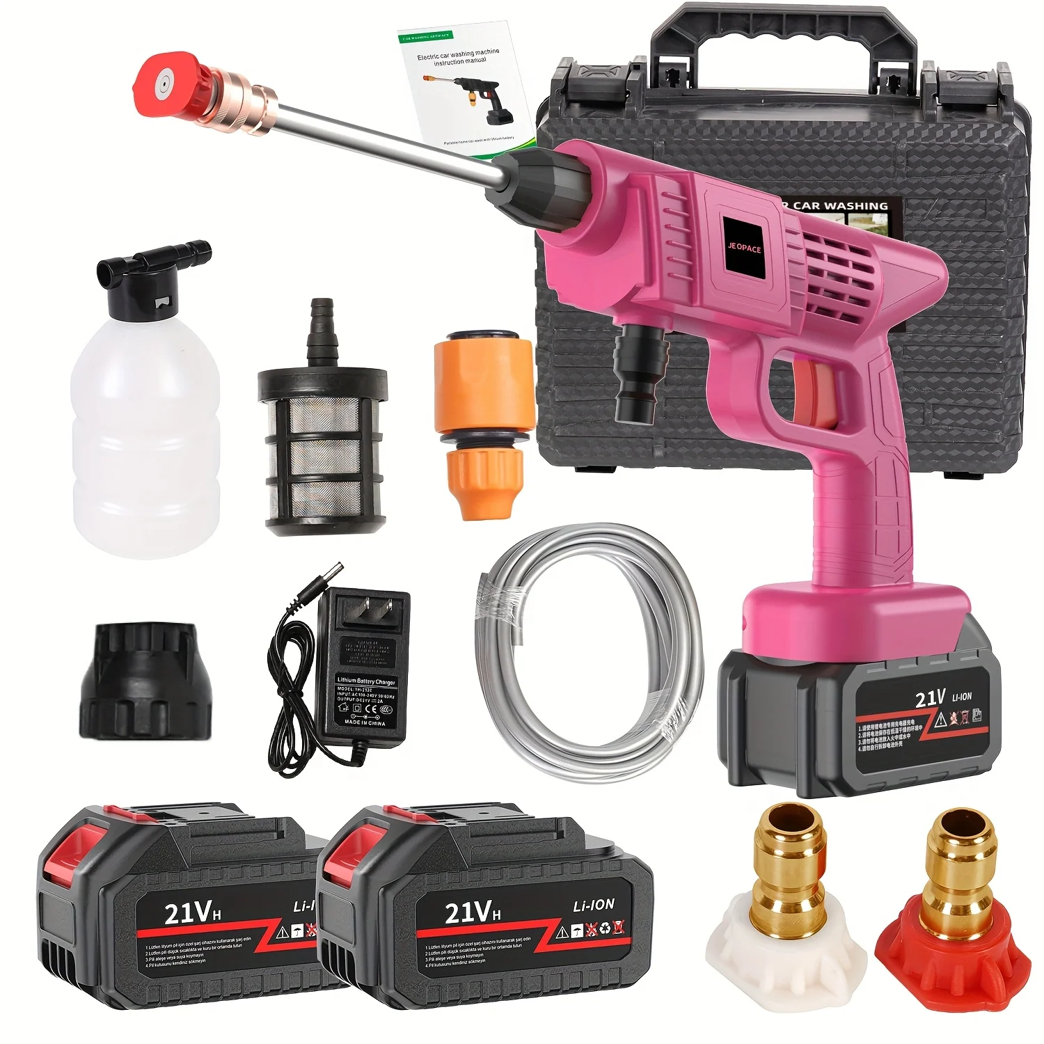 Cordless High Pressure Washer with Rechargeable Battery and Stainless Steel Foam Nozzle