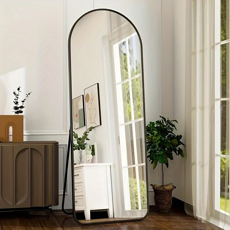 59 x 16 inch arched full-length mirror with tilt option aluminum frame