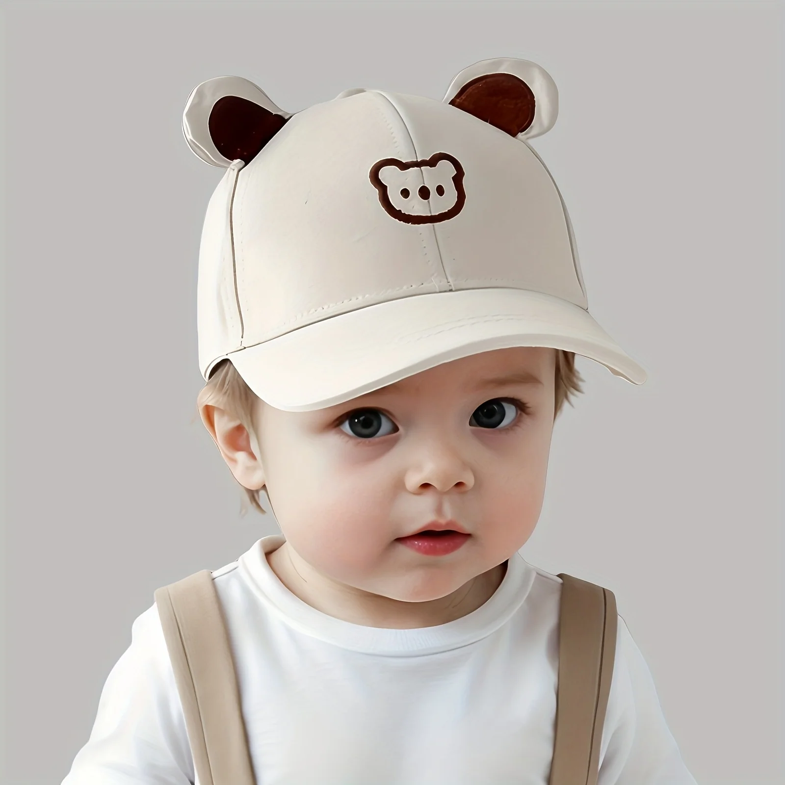Lightweight polyester baseball cap with bear ears for toddlers ages 1 to 3