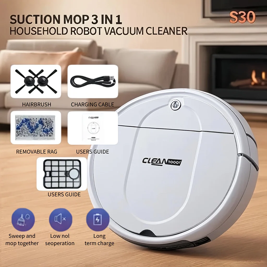 3-in-1 Robot Vacuum Cleaner with Tangle-Free Suction and Self-Charging