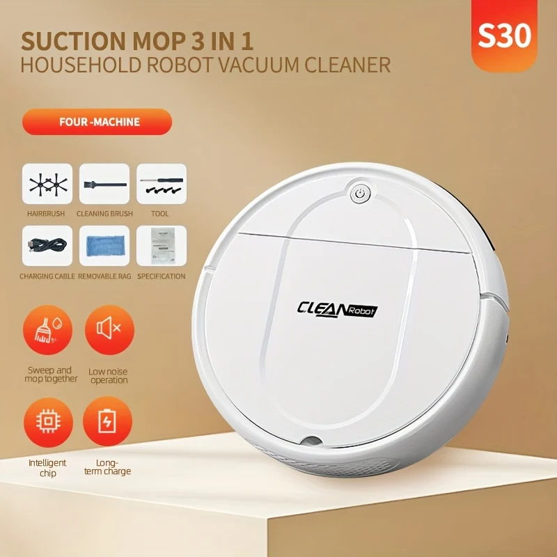 3-in-1 Robot Vacuum Cleaner with Tangle-Free Suction and Self-Charging