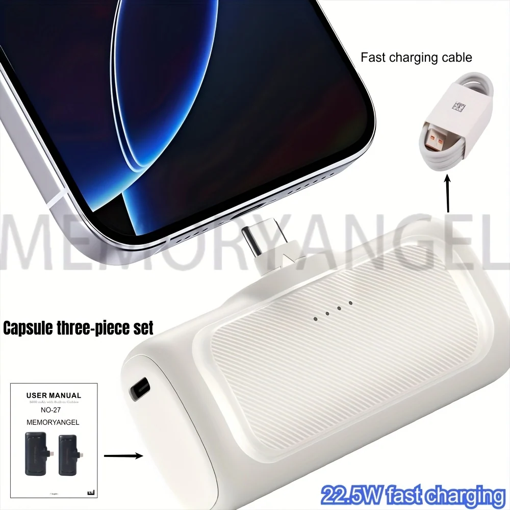 22.5W Fast Charging Mini Portable Power Bank with USB-C and Charging Station