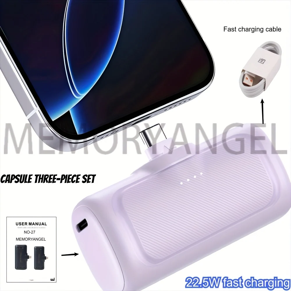 22.5W Fast Charging Mini Portable Power Bank with USB-C and Charging Station