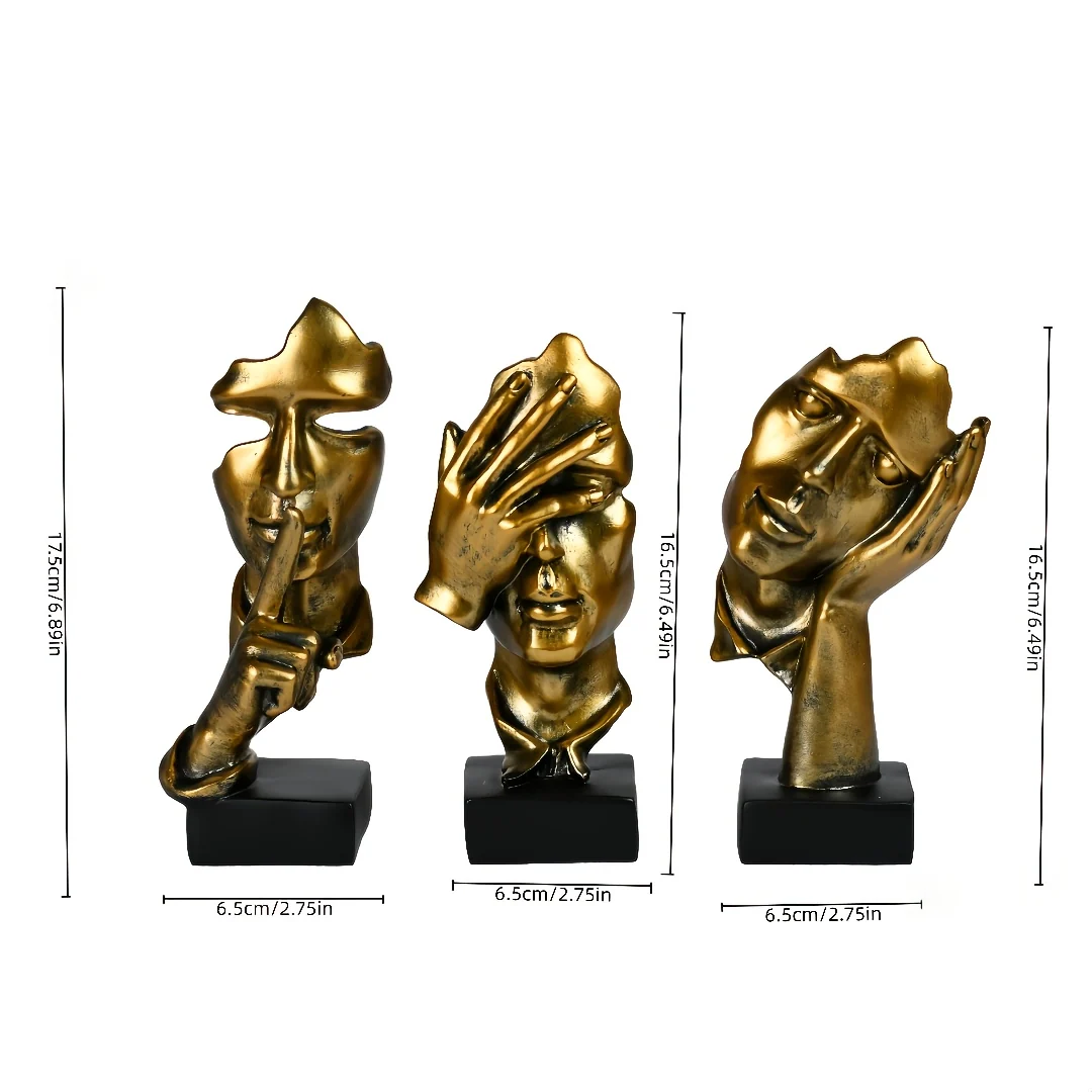 Set of 3 Abstract Art Character Masks for Home and Office Decor