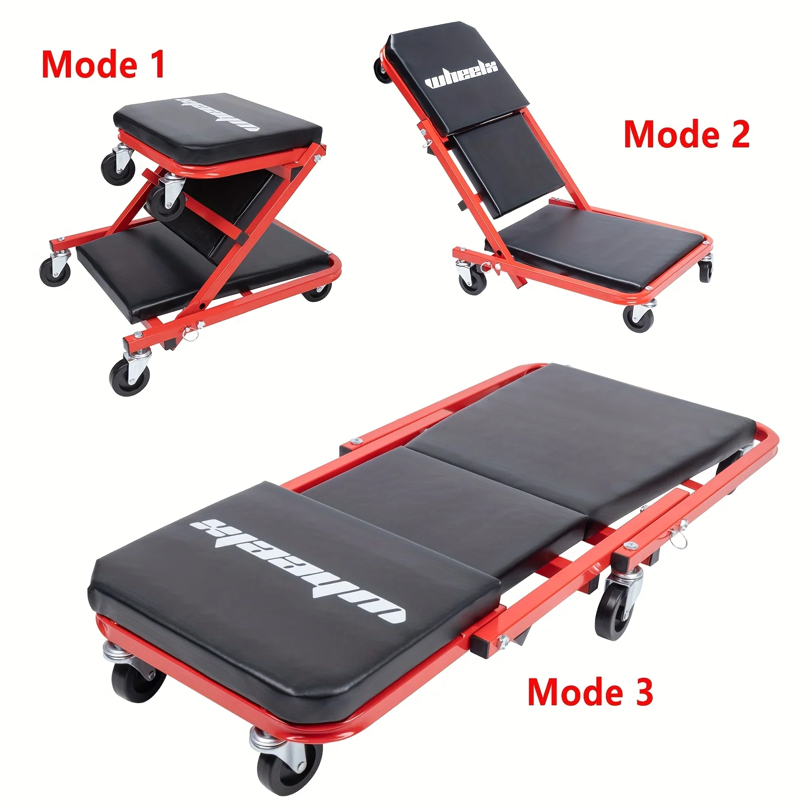 36-inch foldable mechanic creeper with 6 wheels and 340lb capacity