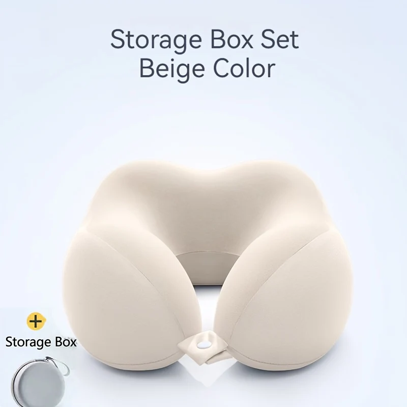 Ergonomic U-shaped neck pillow with storage bag