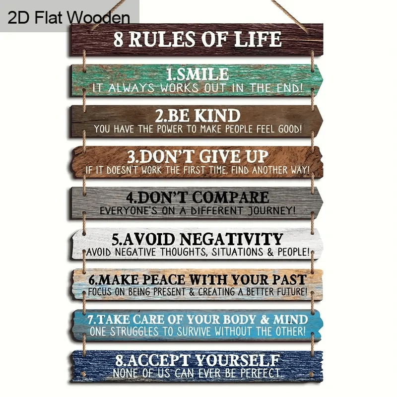 Rustic wooden hanging plaque set with inspirational quote art