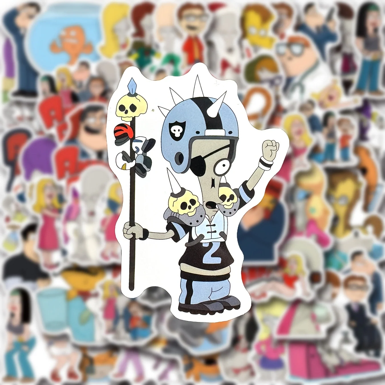 55-Piece American Dads Themed PVC Sticker Pack – Cute Cartoon Designs for Phone Cases and Laptops