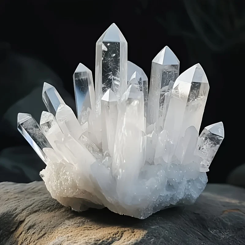 Natural Clear Quartz Crystal Cluster, Handcrafted Decorative Specimen