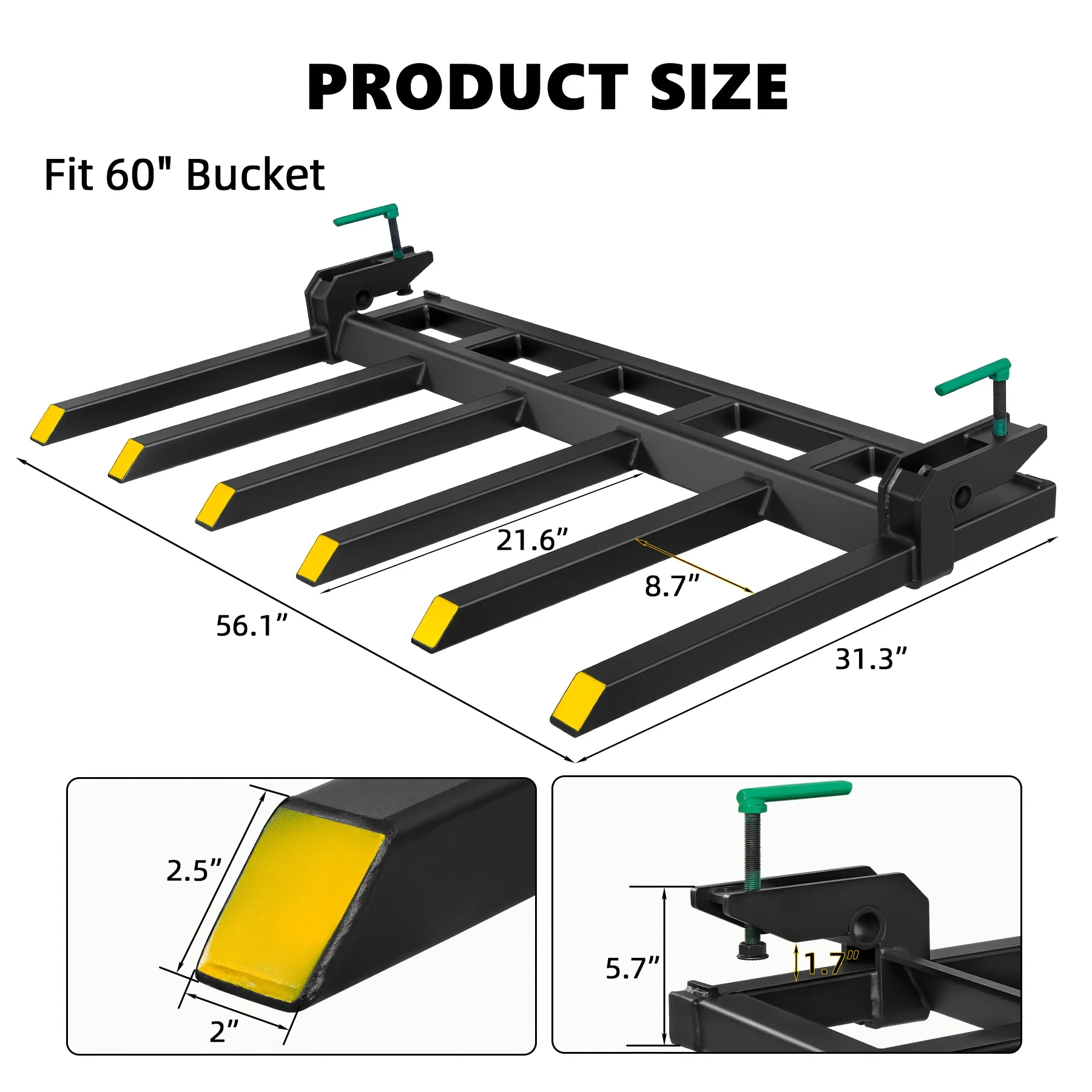 Heavy-duty clamp-on debris forks for loader and skid-steer buckets