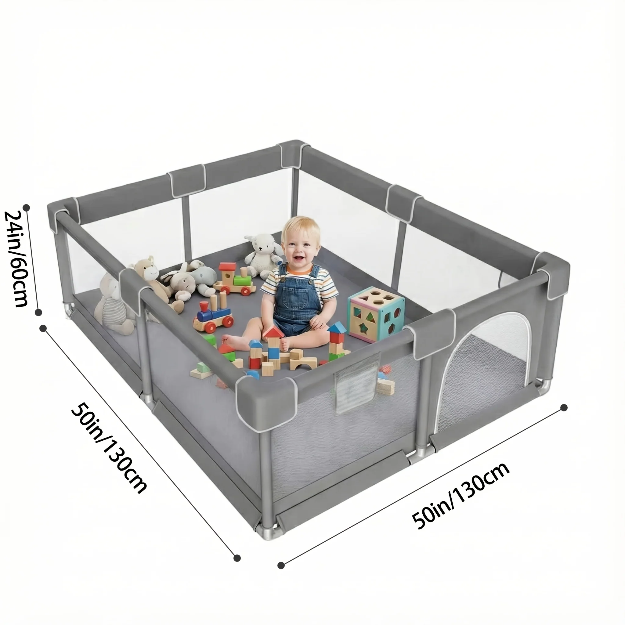 50 x 50 inch baby playpen with breathable mesh walls