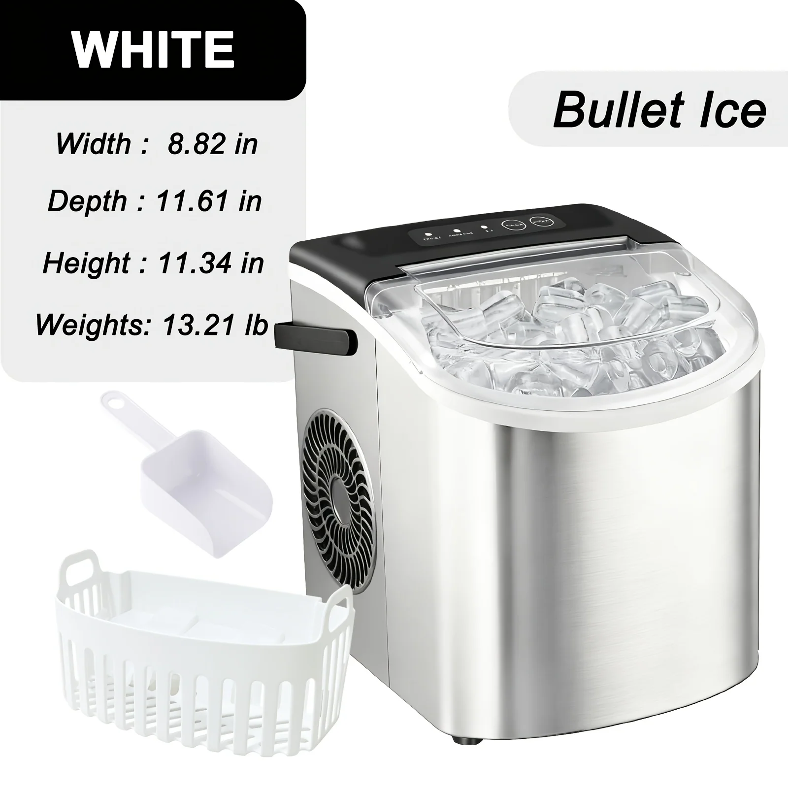 Countertop Portable Ice Maker – Produces 29 lbs Ice in 24 Hours, 9 Cubes in 6 Minutes