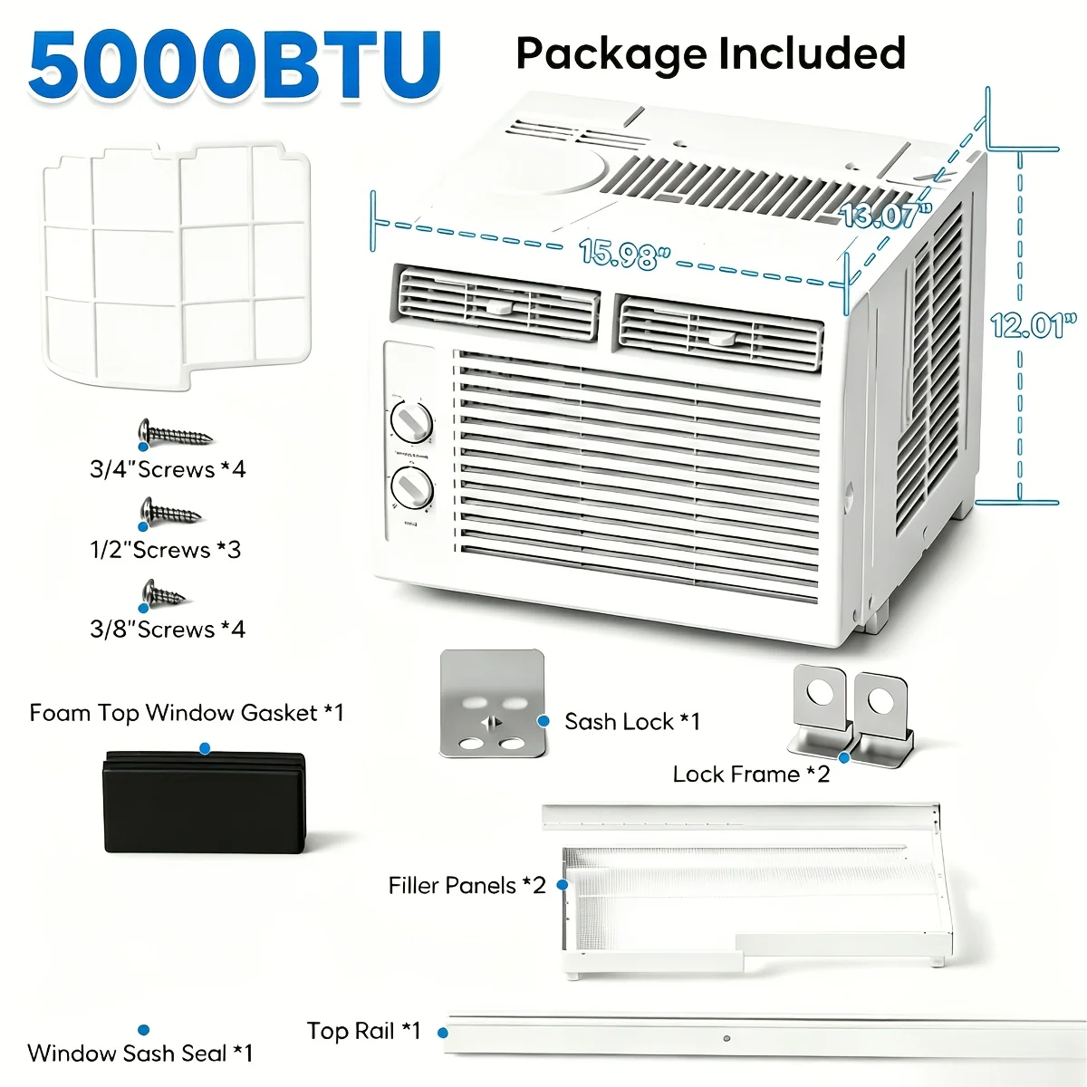 12,000 BTU U-Shaped Window Air Conditioner with Energy-Saving Mode