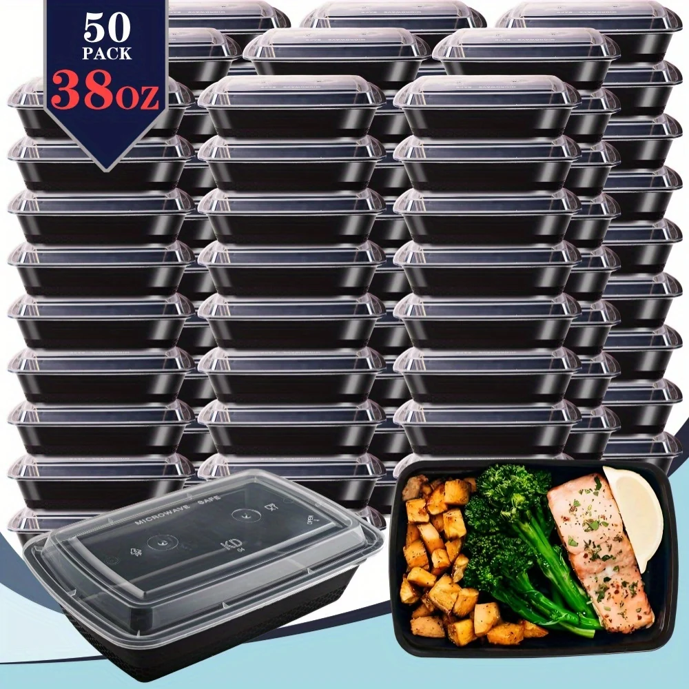 black meal prep containers set: stackable and leakproof food storage