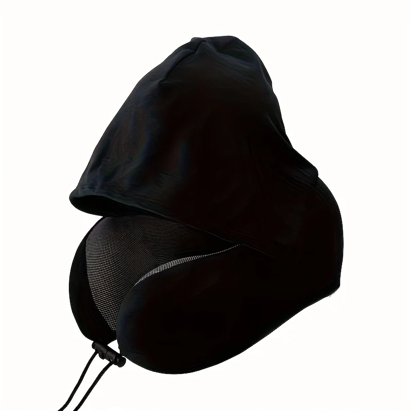 Adjustable hooded neck pillow for travel and relaxation