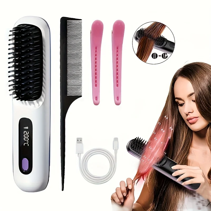 USB-Powered Wireless Hair Straightener with Negative Ion Technology