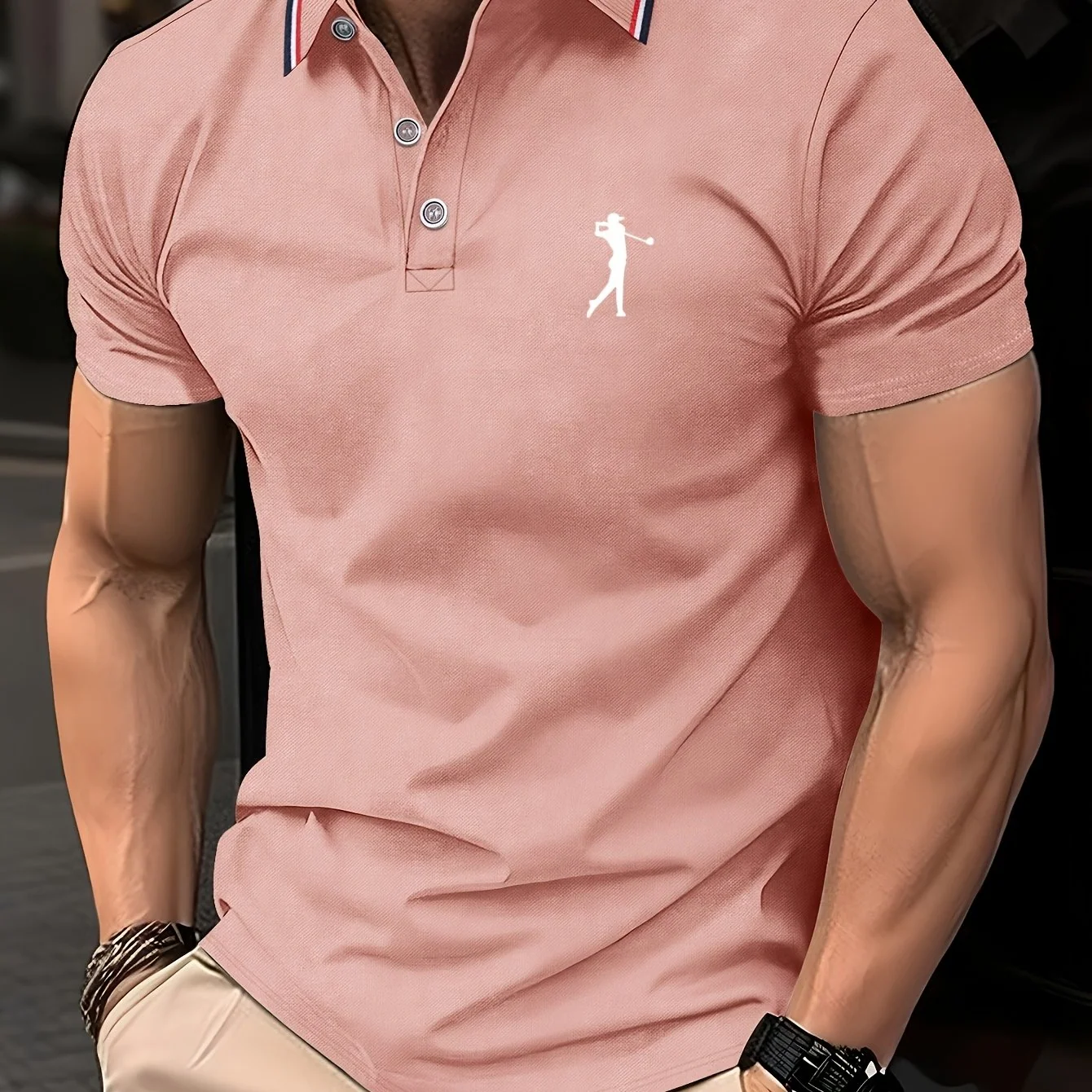 Short Sleeve Print Polo Shirt for Men
