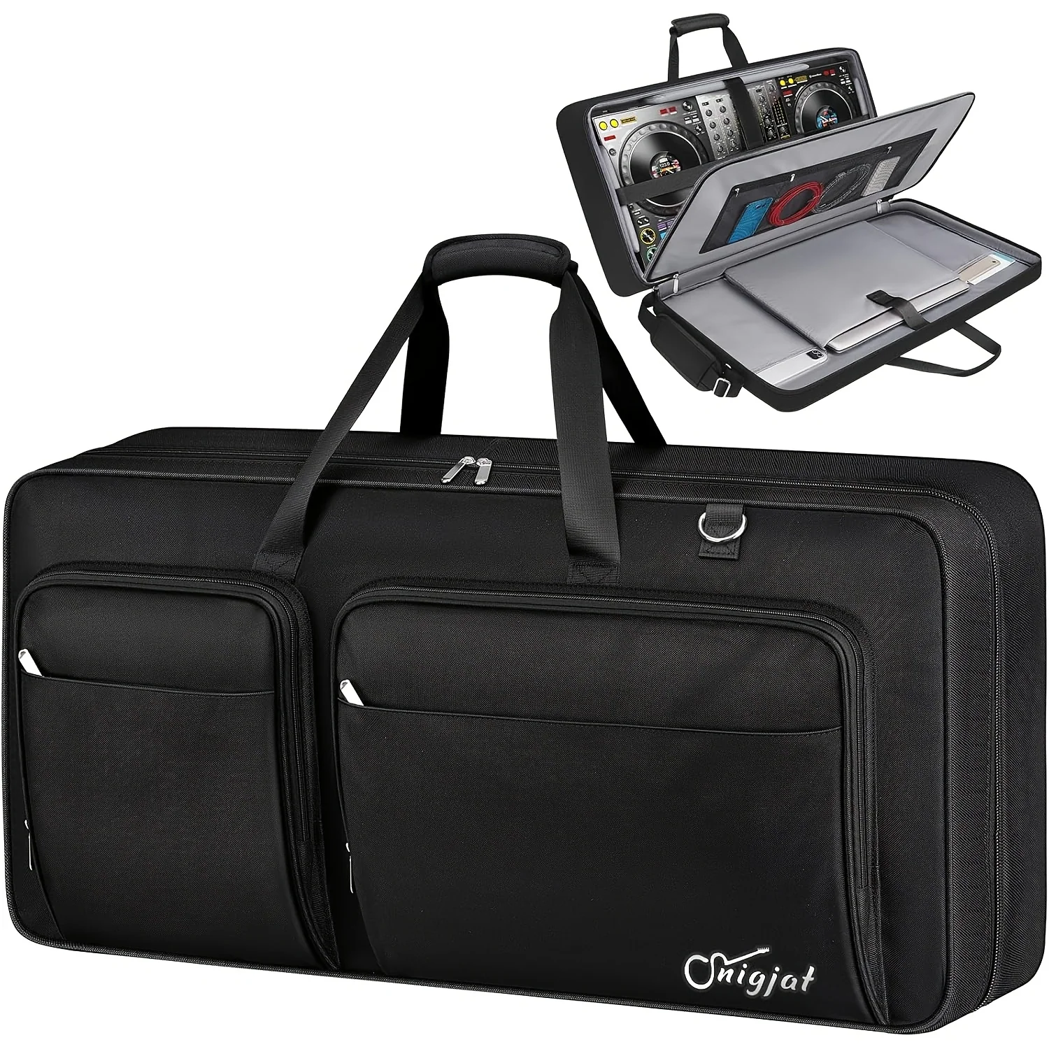 DJ Controller Travel Case with Padded Interior, Laptop Compartment, Adjustable Shoulder Strap – Compatible with DDJ‑FLX10, DDJ‑1000, DDJ‑REV7, DDJ‑FLX6