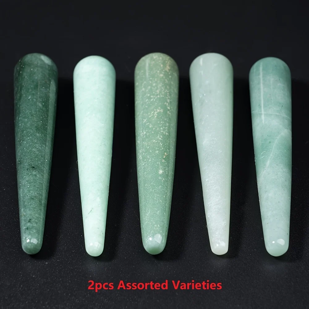 Natural Green Aventurine Beauty Stick – Random Color, 1 or 2 Pack Crystal Massage Tool for Facial and Eye Acupoint Stimulation
