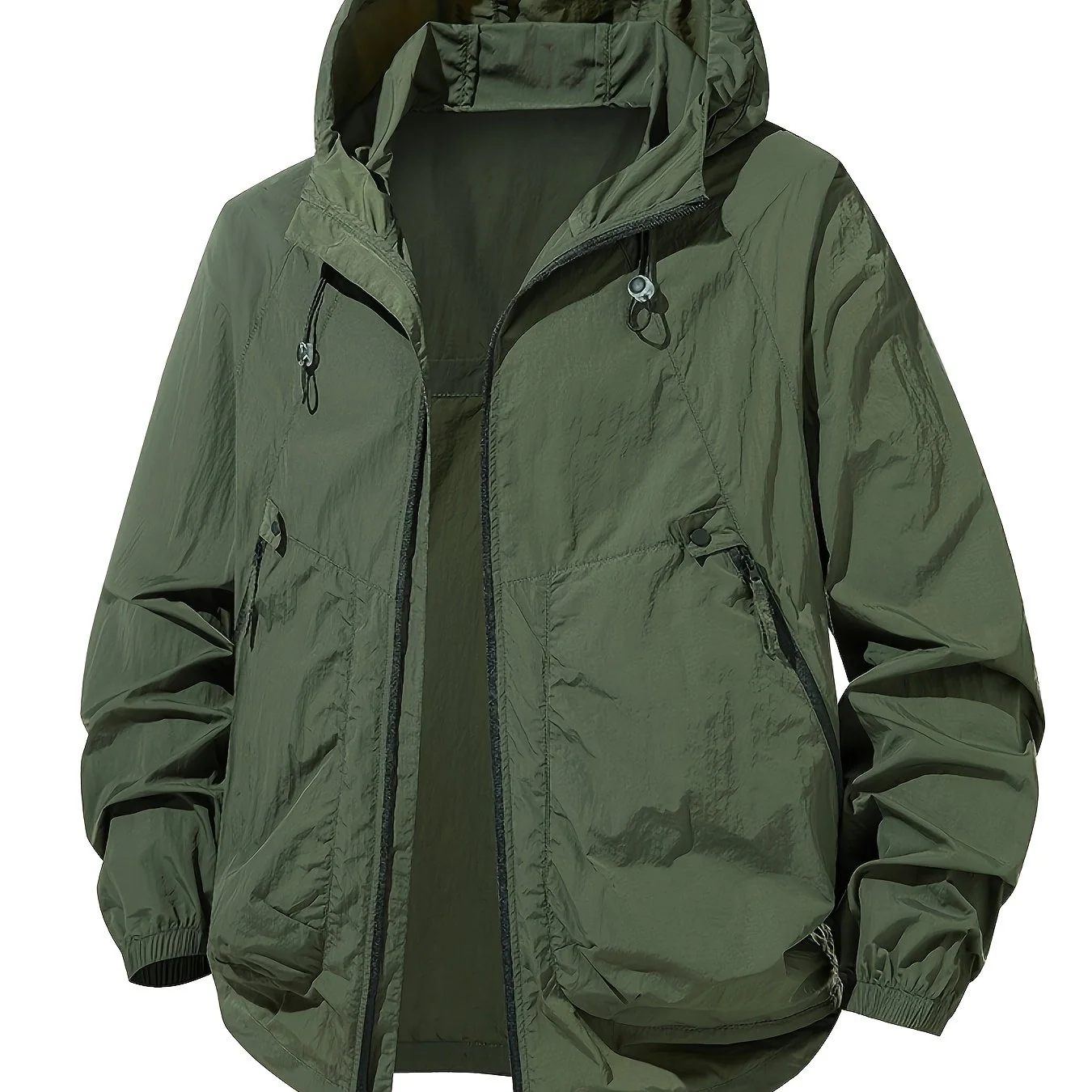 Men's Lightweight Summer Outdoor Jacket with Hood, Large Zippered Pockets – Breathable, Quick‑Dry, Casual Style for Hiking, Climbing and Fishing