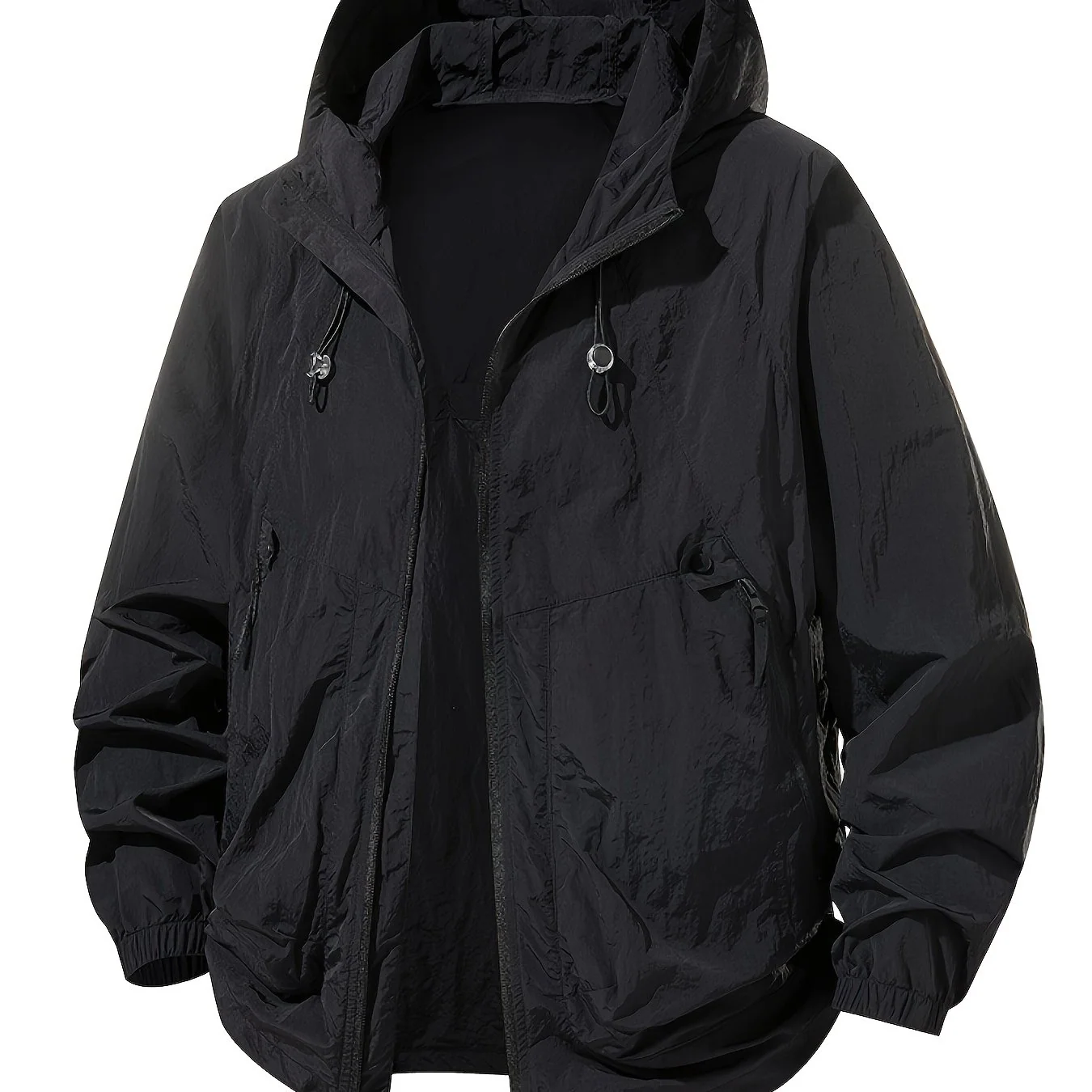 Men's Lightweight Summer Outdoor Jacket with Hood, Large Zippered Pockets – Breathable, Quick‑Dry, Casual Style for Hiking, Climbing and Fishing