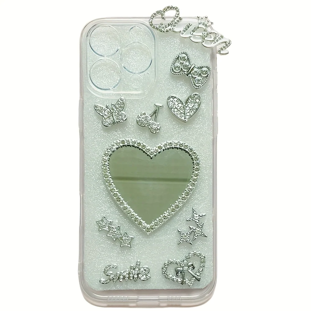Bling Sparkling Phone Case with Mirror Adornments and Storage Box