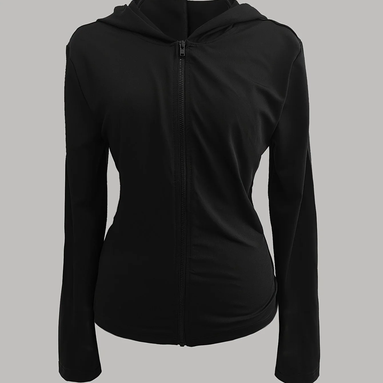 Women's Slim Fit Solid Color Casual Hoodie