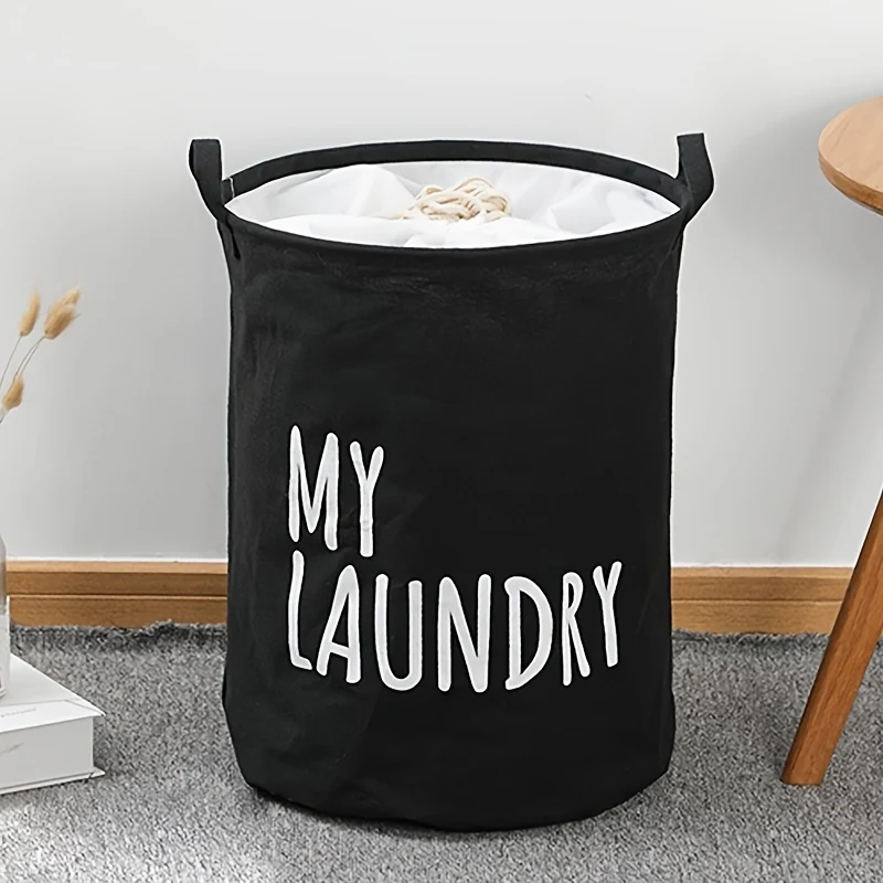 Large Foldable Laundry Basket with Hanging Storage and Half-Ring Handles