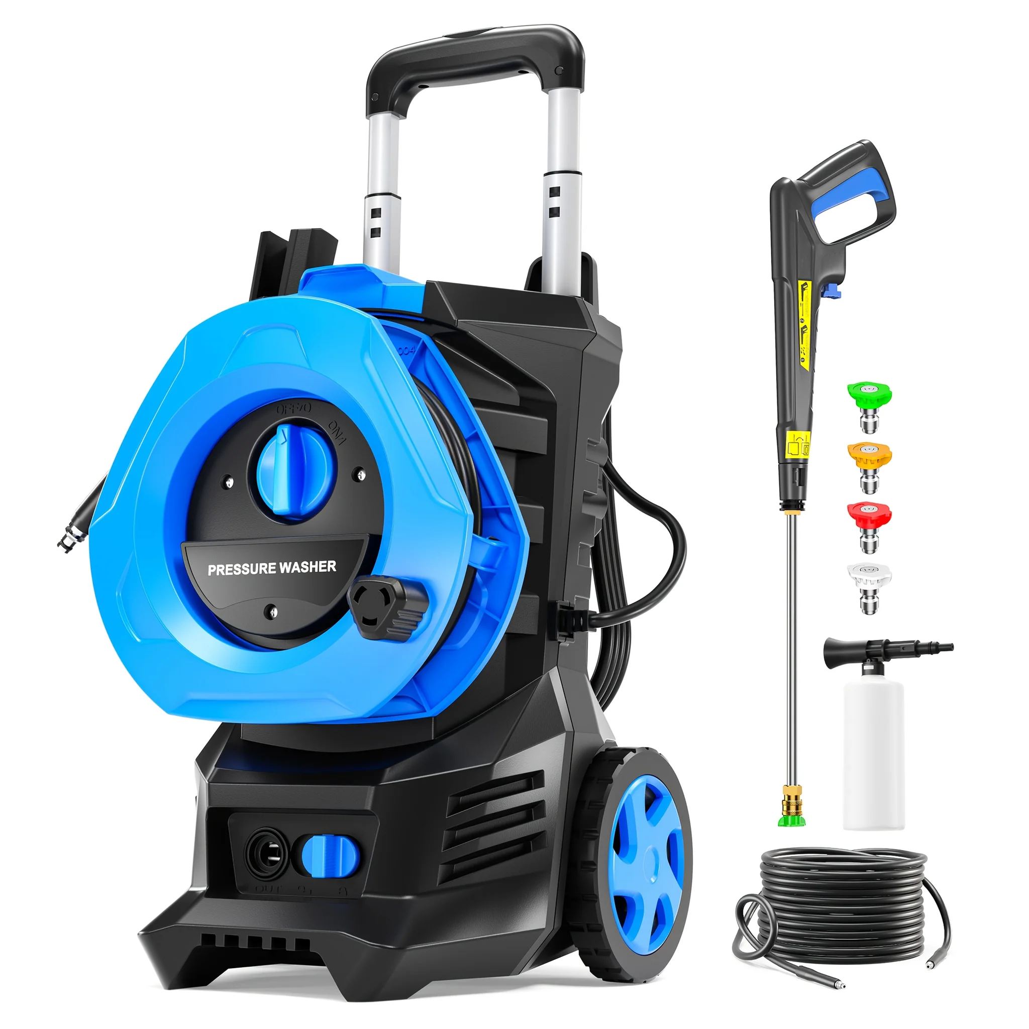 Electric pressure washer 4800 PSI with 25 ft hose, 4 nozzles and foam cannon