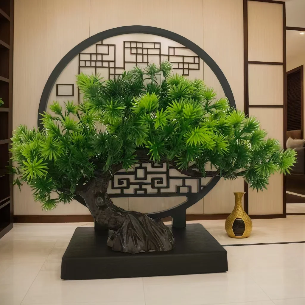 9.5-inch artificial pine bonsai for home and office decor