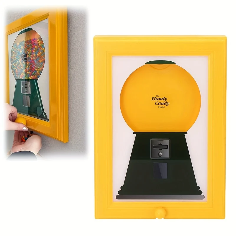 Wall-mounted photo frame with built-in candy dispenser