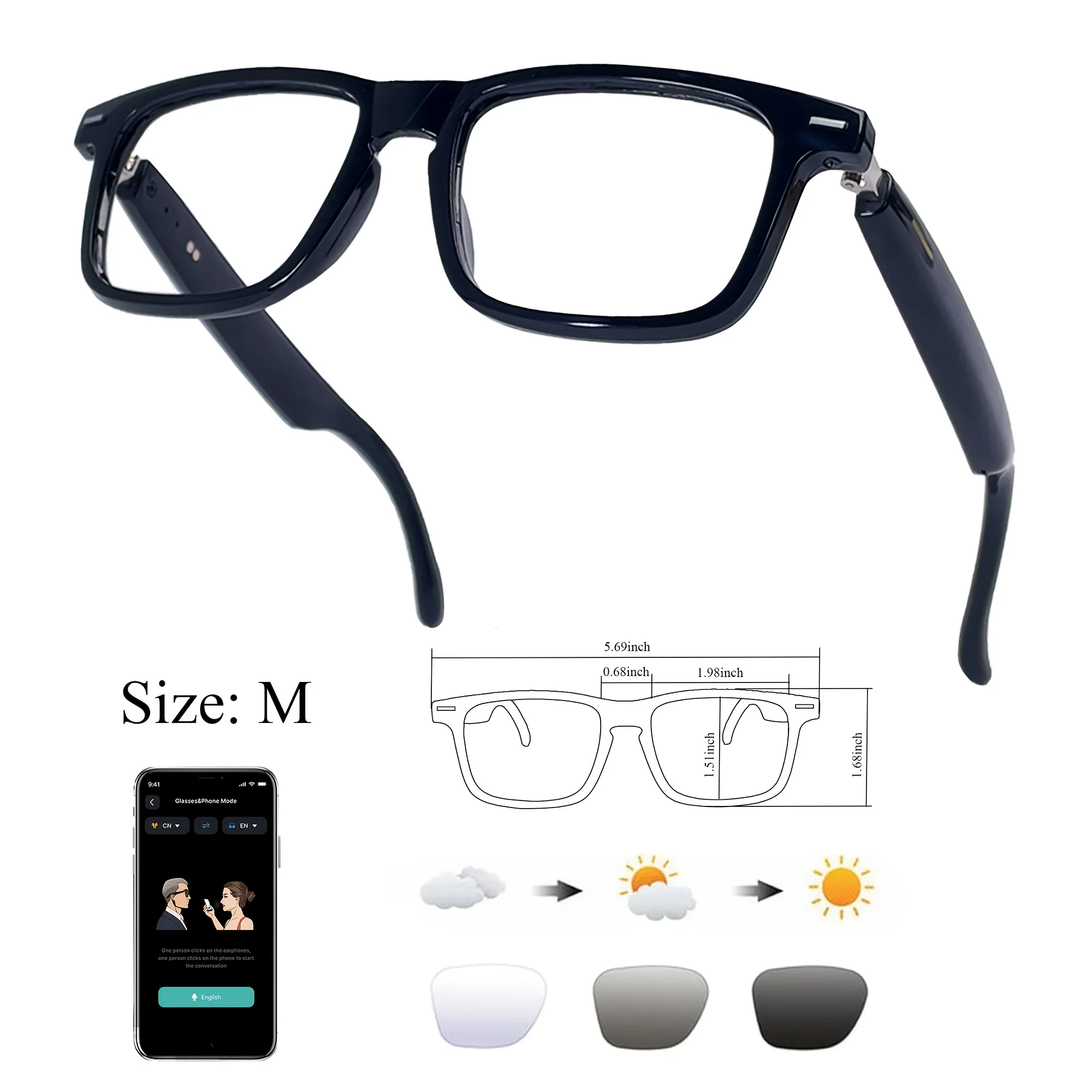 AI-powered smart glasses with real-time translation and voice assistant