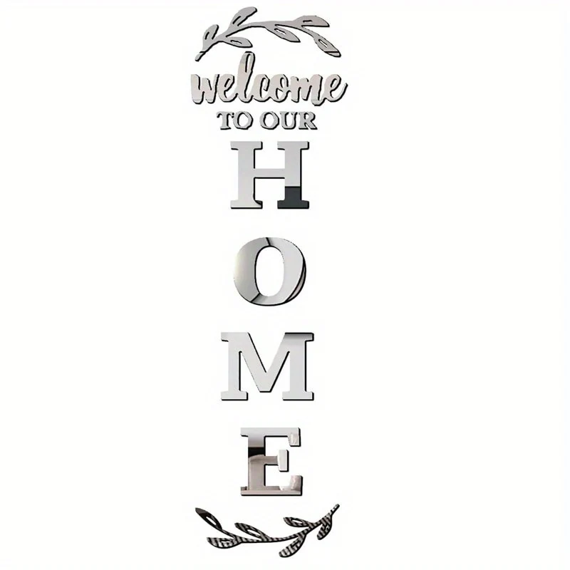 Boho style reflective wall mirror decals with laurel wreath design