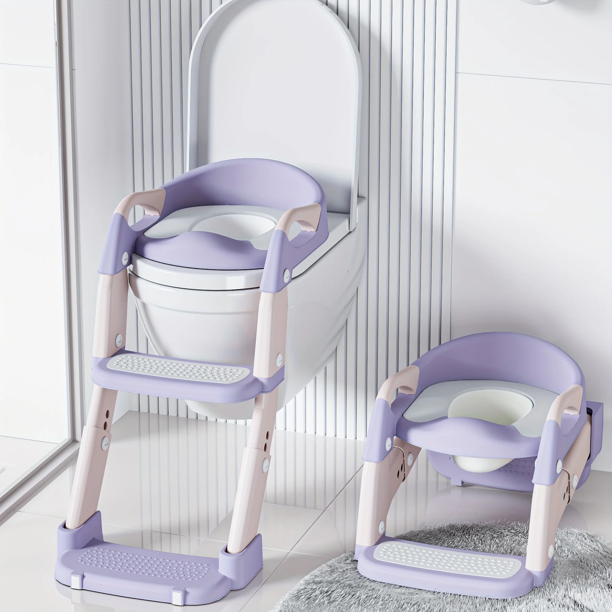 3-in-1 Potty Training Seat with Step Stool and Ladder for Toddlers